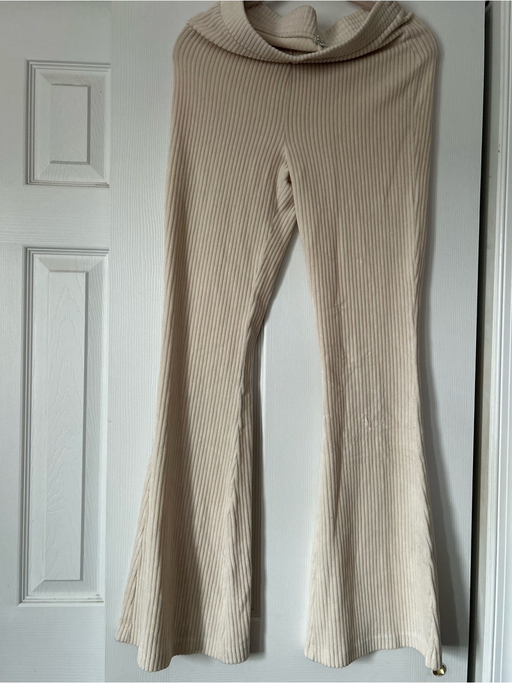 Aerie Ribbed Flare Lounge Pants in Cream